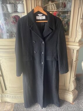 Andrea Brem Black Wool Double-Breasted Pea Coat